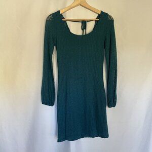 Jodi Kristopher turquoise long sleeved dress women's size small sundress knit